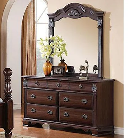 Dresser with 7 Drawers and Mirror